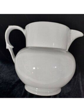 Ironstone Pitcher Made In Brazil Feather Spout Unique Potbelly and Handle